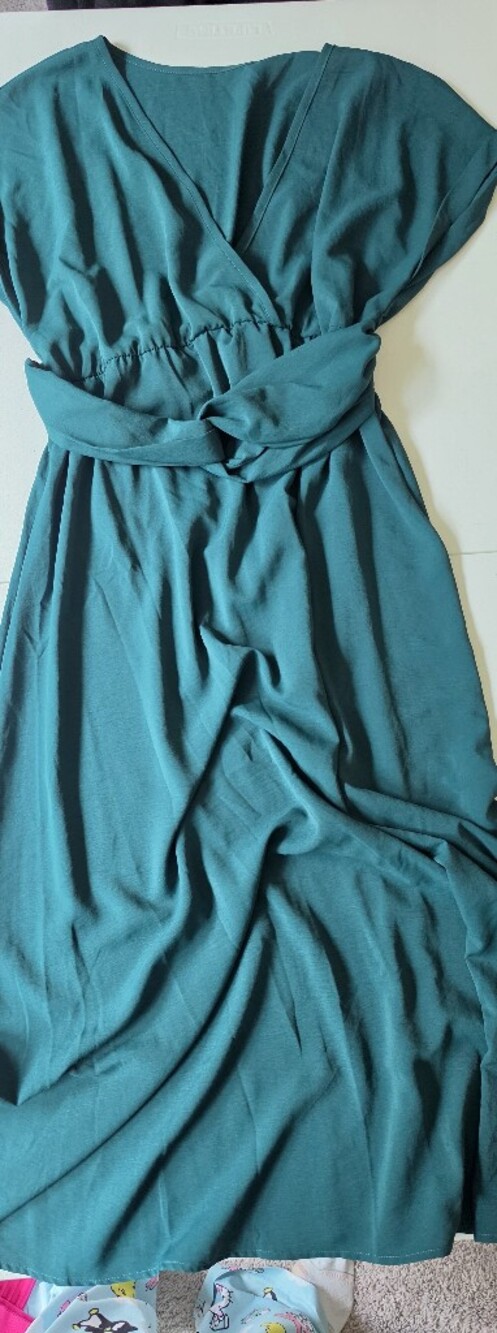 Teal Knot-Detail Maxi Dress